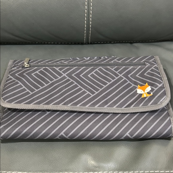 Other - Gray Striped Foldable Changing Pad with Fox Logo